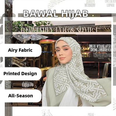 New Arrival Bawal Printing Hijab Scarf Hijab Ironless Malaysia Printed Cotton Voile Bawal Tudung Muslim square Shawl