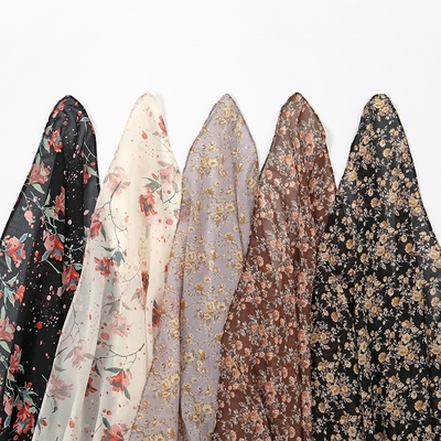WEIWEI Custom Fashion Small Floral 115 Square Lightweight Muslim Turban Shawl Summer Pearl Chiffon Printed Scarf Hijab