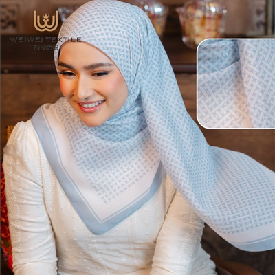 WEIWEI Textile Custom Wholesale Malaysia Indonesian Women's Summer Headscarf Fashion Chiffon Printed Square Scarf Muslim Hijab