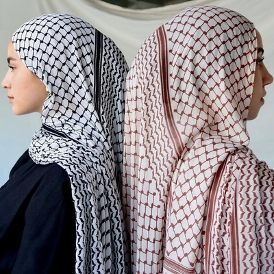 Wholesale New Middle East Muslim Women Keffiyeh Shemagh Palestine Printed Chiffon Hijab Scarf Shawls for Women