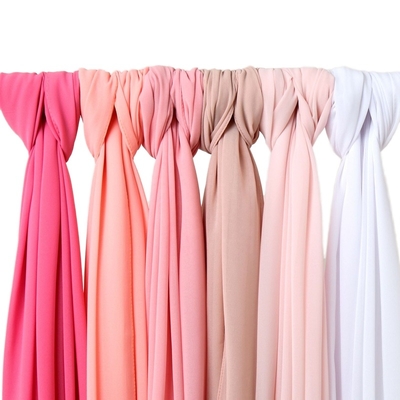 Malaysia Solid Pearl Chiffon Long Hijab Lightweight Single Color European American Summer Muslim Scarf Shawl Plain Headscarf