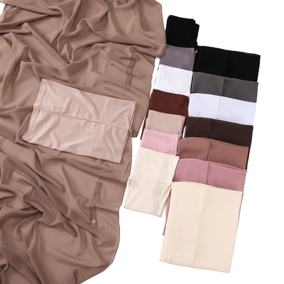New Cover Built-in Magnet Pin Solid Pattern Matching Undercap Jersey Fabric Scarf Muslim Women Instant Chiffon Hijab Shawls