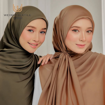 High Quality Dubai Hijab Cape Custom Long Prayer Scarf Muslim Women Wholesale Islamic Musulman Satin Silk Shawl