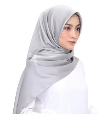 Wholesale Luxury Muslim Women Square Bawal Plain Design Soft Turban Head Scarf Satin Hijab